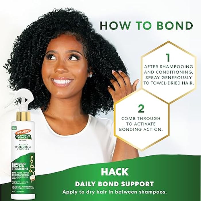 Palmer's Amino Bonding Complex Hair Treatment, Leave-In Conditioner Spray with Coconut Oil & Vitamin E, Heat Protectant, Anti Frizz, Strengthens & Protects Hair Growth, All Hair Types, 6.7 fl. oz - Image 5